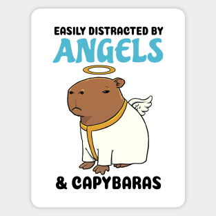 Easily Distracted by Angels and Capybaras Sticker